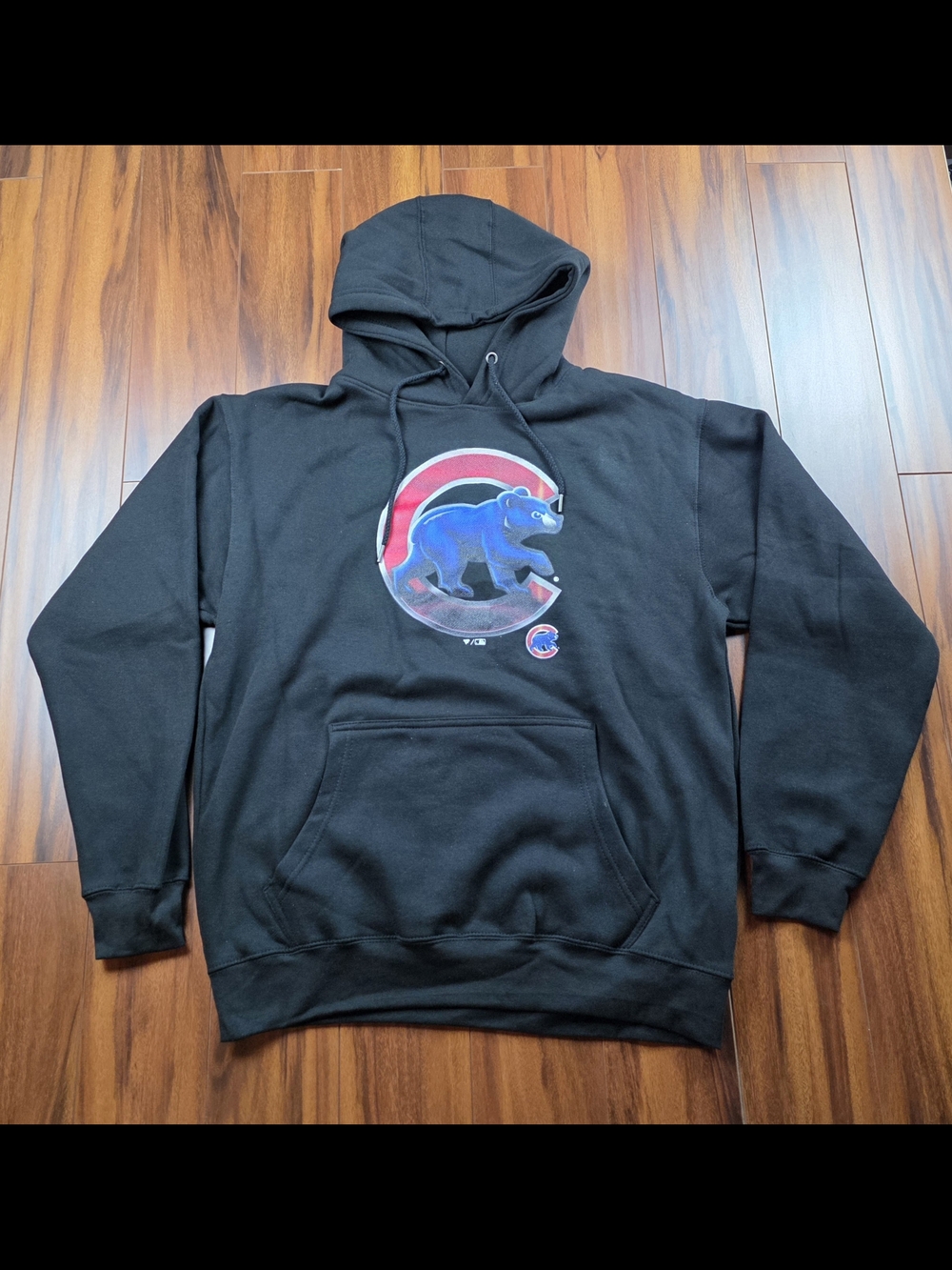 Chicago Cubs Black Sweatshirt Hoodie Fanatics 100% Cotton sz Large